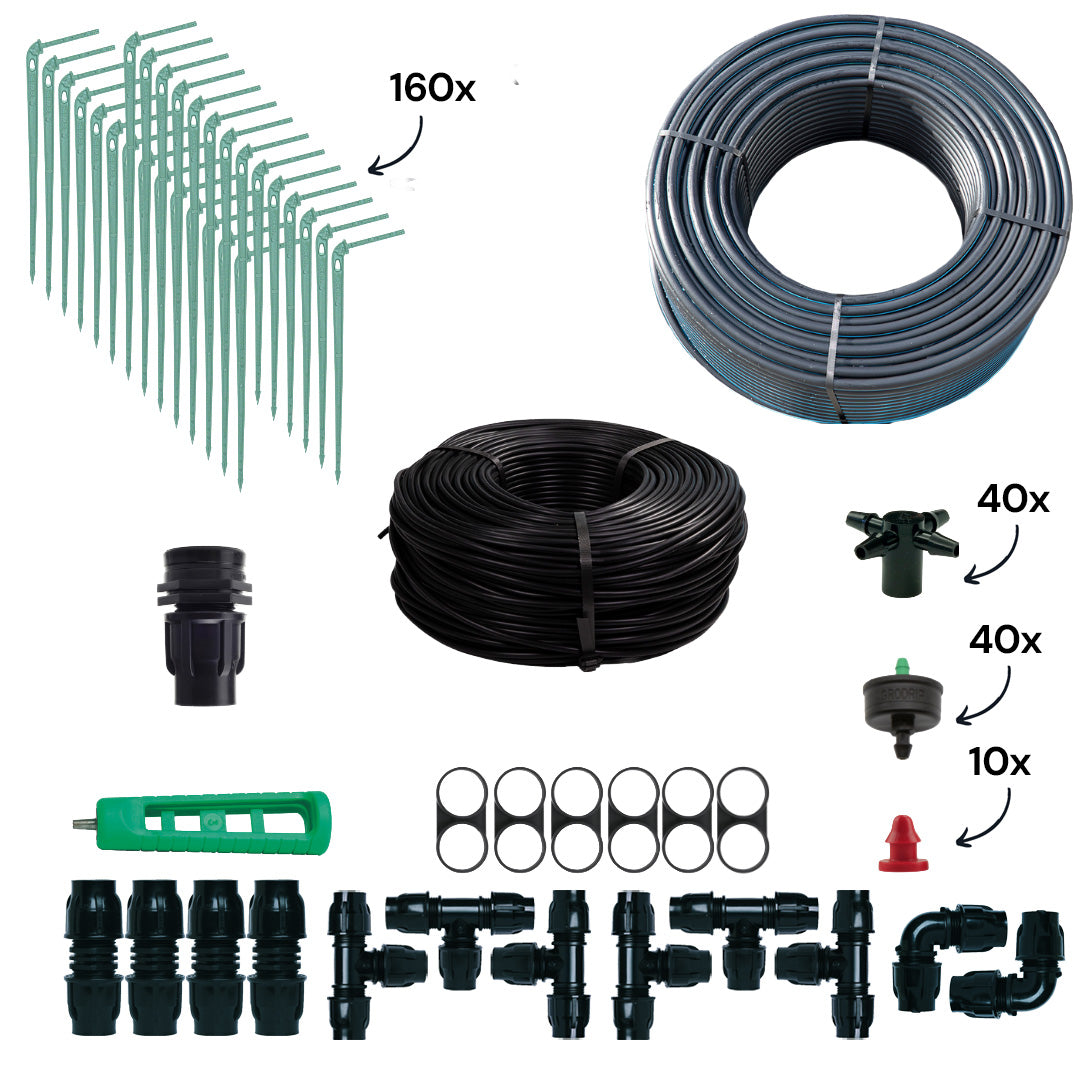 BluNature - Hydroponic Kit - Système d'irrigation ultime pour arroser potager ou serre jusqu'à 160 plantes
