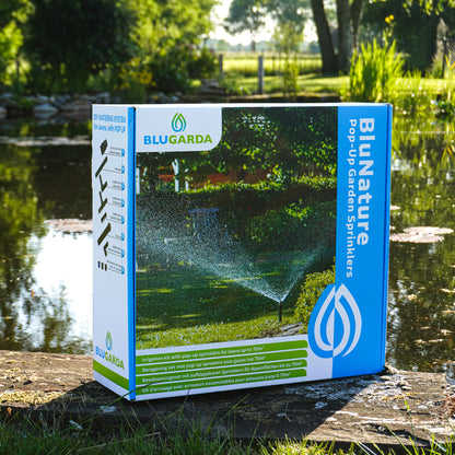 BluNature - Pop-Up Arroseur de Jardin - Kit d'irrigation avec arroseurs escamotables pour pelouses jusqu'à 70m2