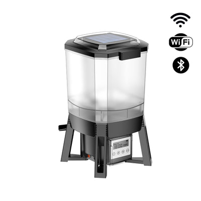 BluFeeder - Distributeur automatique intelligent pour poissons de bassin à énergie solaire - Réservoir 6L - Wifi / Bluetooth